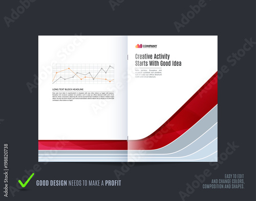Fotografie Abstract brochure design, modern catalog, centerfold cover, flyer in A4 with red