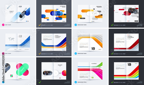 Abstract brochure design, modern catalog, centerfold cover, flyer in A4 with colourful smooth shapes