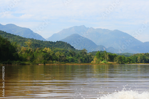 Beautiful nature mountain and river in Luangprabang, Laos