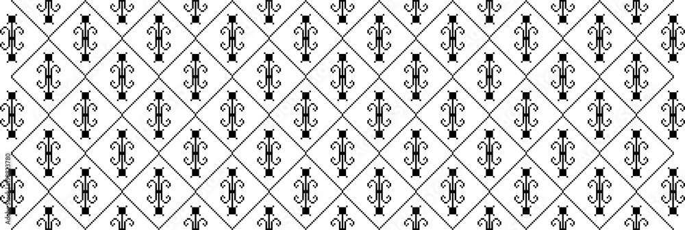 Traditional Romanian folk art knitted embroidery pattern