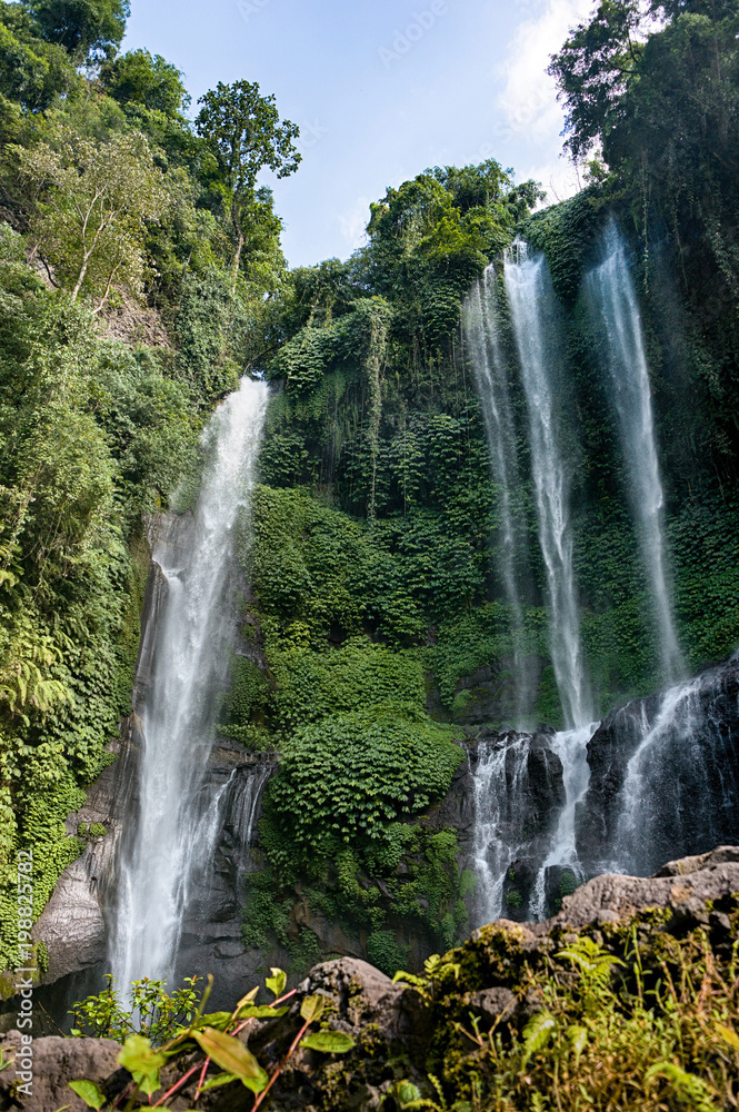 Fototapeta premium Cascade of Lemukih waterfall on Bali