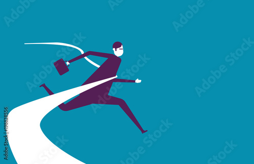 Businessman and the finish line. Vector illustration business concept