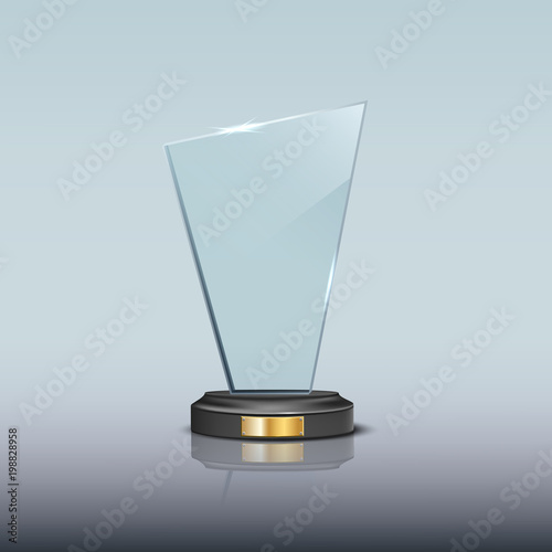Glass Award template. Vector blank glass trophy award.