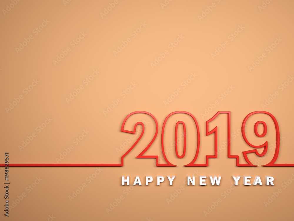      New Year 2019 - 3D Rendered Image 