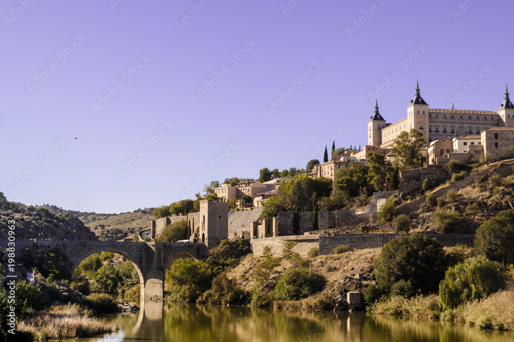 Panoramic of Toledo, with blue sky. Castilla la Mancha. Spain