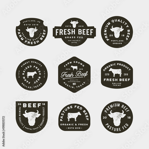 set of premium fresh beef labels. vector illustration