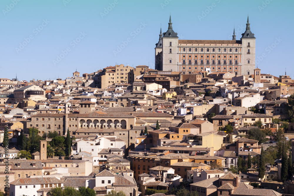 Panoramic of Toledo, with blue sky. Castilla la Mancha. Spain