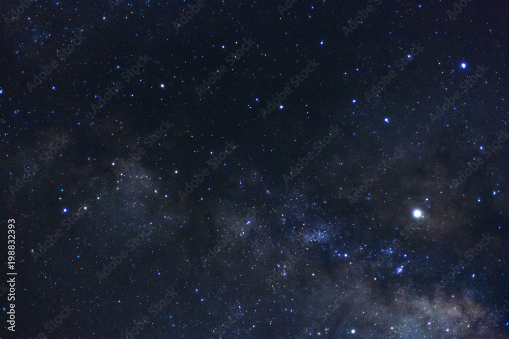 Milky way galaxy with stars and space dust in the universe, Long exposure photograph, with grain.