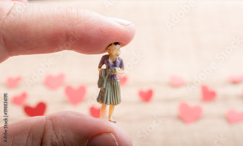 Canvas Print Love concept with heart shaped icons on threads