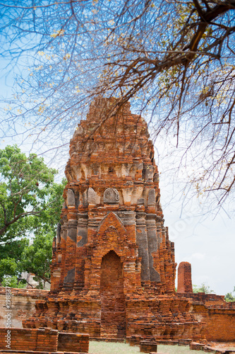Ancient building at Ayutthaya World Heritage site, Thailand. Thailand is known as a country of smile.