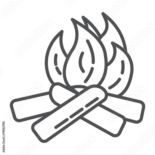 Fire for camping, travelling and hiking. Forest leasure and tourism. Nature outdoor activity. Campfire, flame