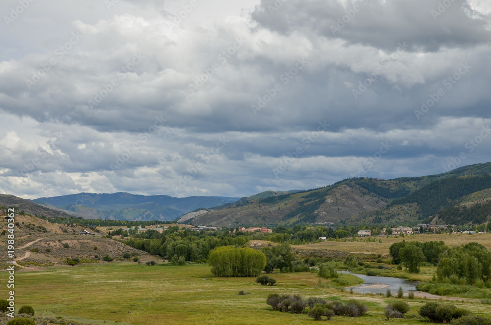 Eagle river valley in Rocky Mountains scenic view  Avon, Eagle County, Colorado
