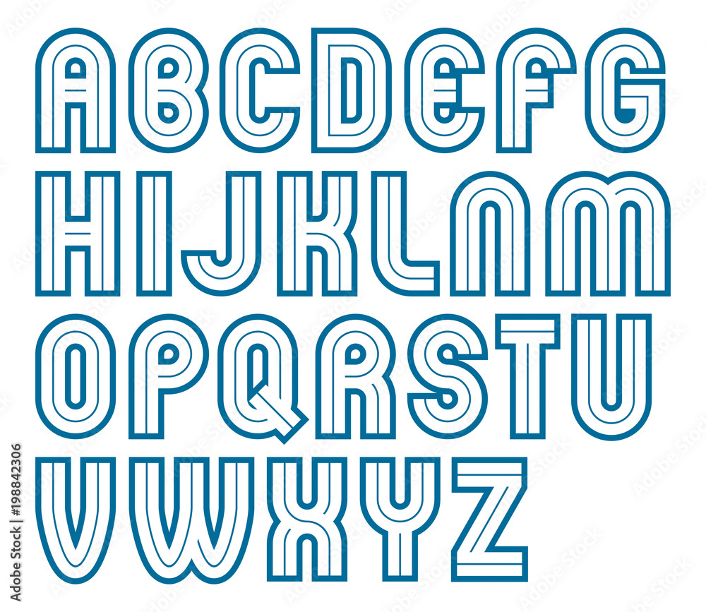 Vector bold capital alphabet letters collection made with white lines, can be used in poster design as newspaper advertising