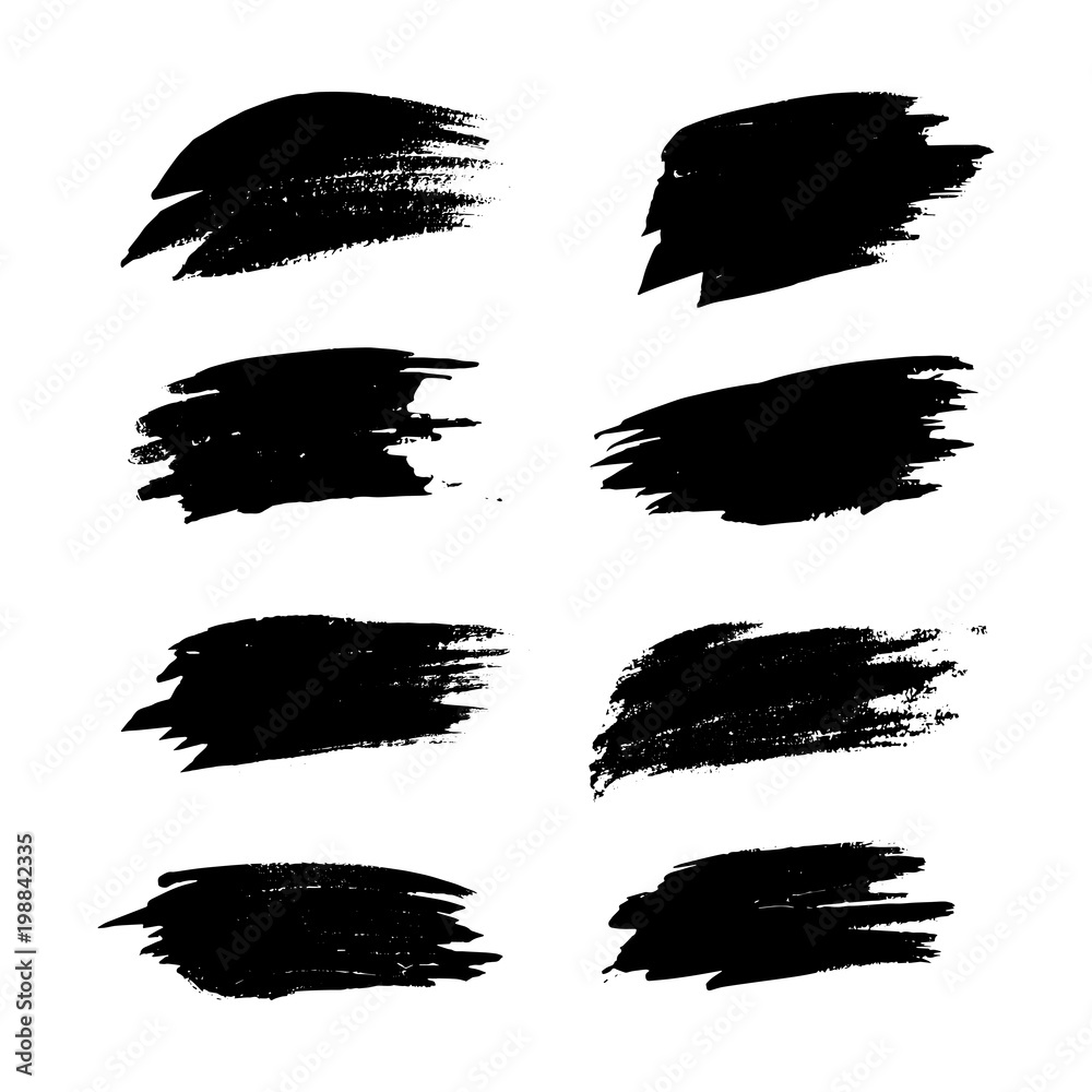 Abstract black stains isolated on transparent background. Vector design element set.