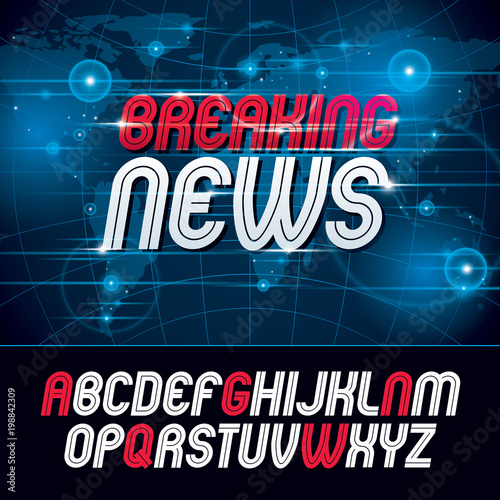 Vector typescript, for use in logo design for news and broadcasting company.