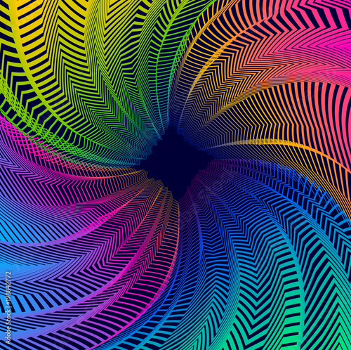 Vector surreal illusion art for design, line art 3d dimensional textured inner space, hallucinogen drug trip theme. Fantastic psychedelic trendy modern op art, optical dimensional illusion.