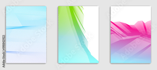 Abstract lines vector minimal modern brochures design set, cover templates, geometric halftone gradient. For Banners, Placards, Posters, Flyers. Beautiful and special, pattern texture.