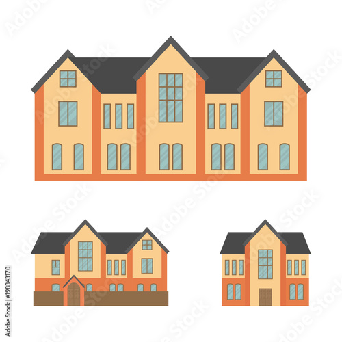 Vector two-story buildings