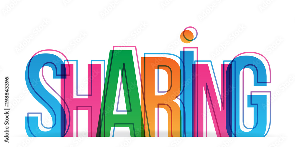 Sharing colorful text. Vector illustration.