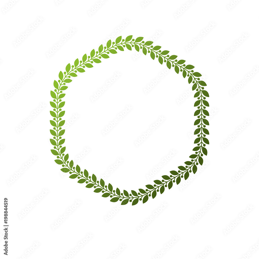 Obraz premium Victorian art vector circular frame with blank copy space created using floral decoration and green leaves. Heraldic template illustration.