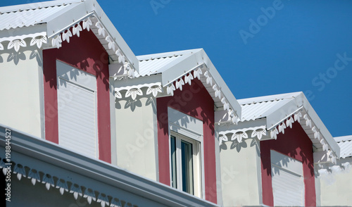 dormer window decorated with fllora pattern on eaves, Guadeloupe, Lesser Antillers, Caribbean photo