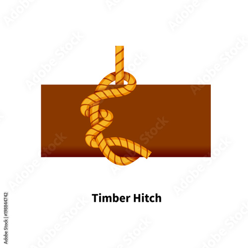 Timber Hitch sea knot. Bright colorful how-to guide on white