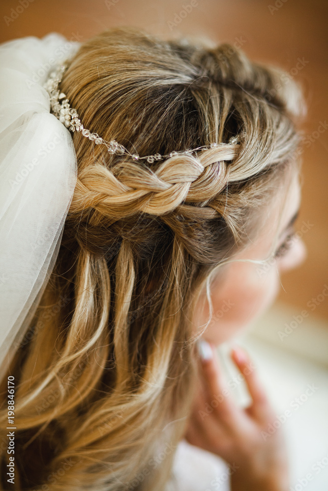 wedding hairstyle on blonde hair with a decoration wedding hairstyle on blonde hair with a decoration
