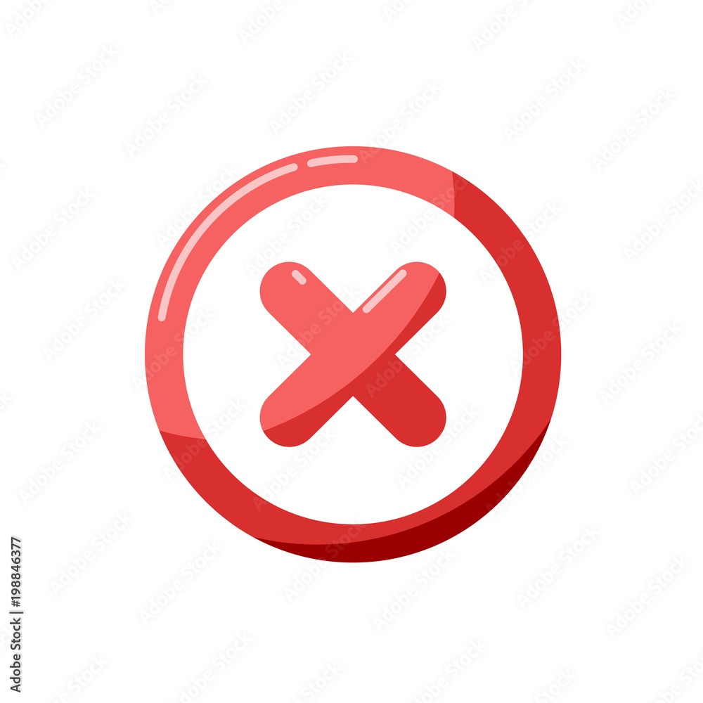 Simple flat modern symbol of a rounded cross mark framed by a circle Simple flat modern symbol of a rounded cross mark framed by a circle