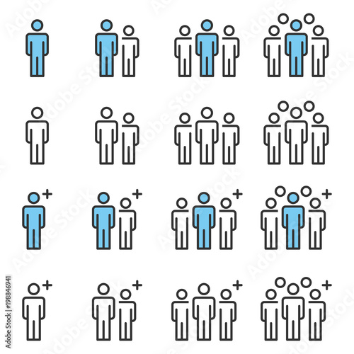 People Icons Line Work Group Team Vector