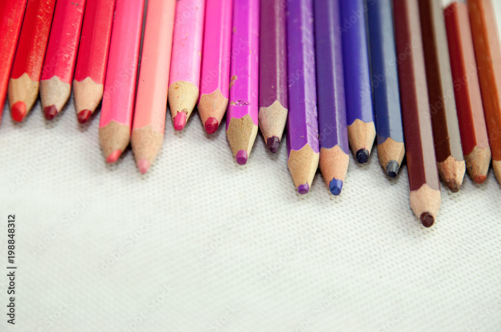 wooden colored pencils on white texture wooden colored pencils on white texture