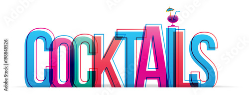 Cocktails colorful letters. Vector illustration.
