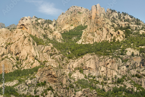 Granite mountains of the Bavella massif. Alta Rocca, Corsica, France.