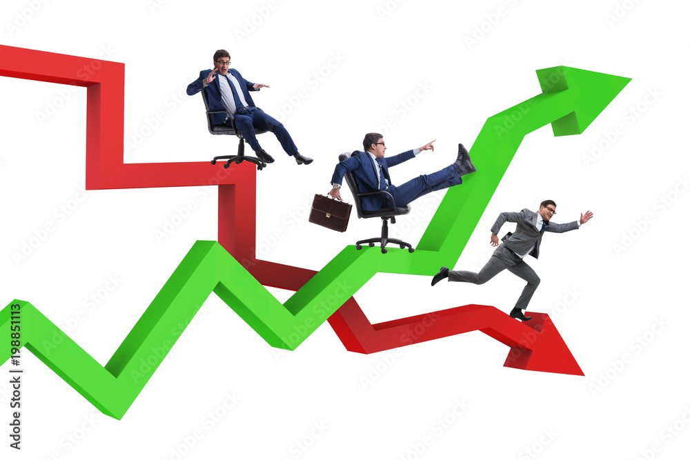 Businessman in crisis and recovery concept Businessman in crisis and recovery concept