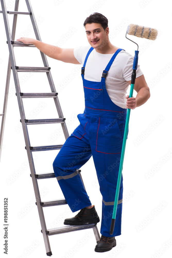 Young painter contractor isolated on white background Young painter contractor isolated on white background