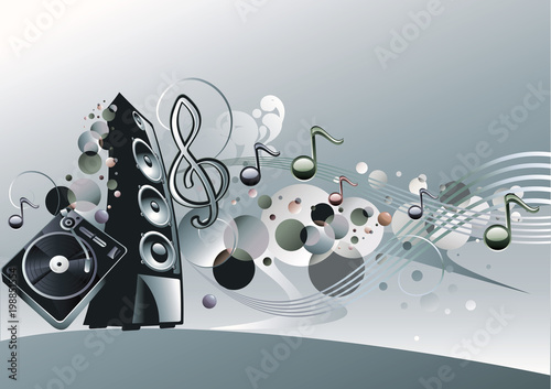 Music design - turntable, speaker and notes