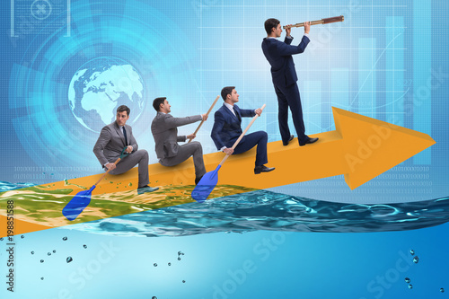 Teamwork concept with businessmen on boat © Elnur