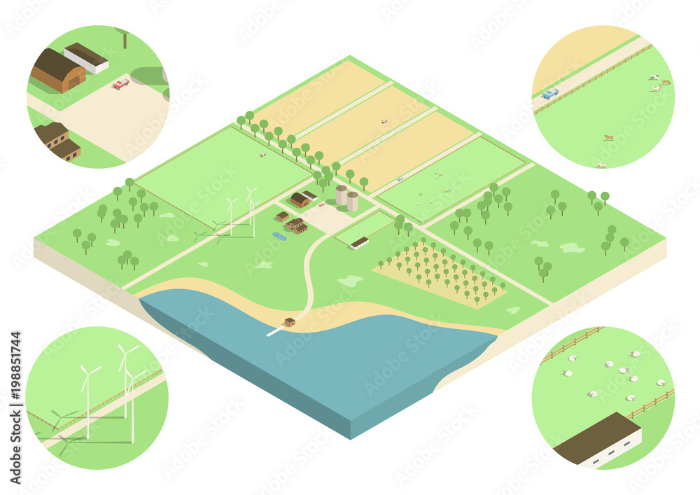 Isometric farm illustration