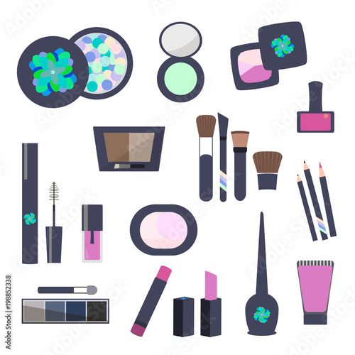 Makeup and Cosmetics Flat Icons