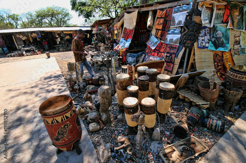 VICTORIA FALLS, ZAMBIA - NOVEMBER 12.2007:, Rich offer of souvenir at marketplace, August 12. 2007 Victoria falls, Zambia