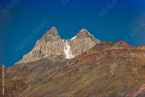 The Caucasus in Georgia. Beautiful mountain landscape. Svaneti. Nature and Mountain background. Mount Ushba