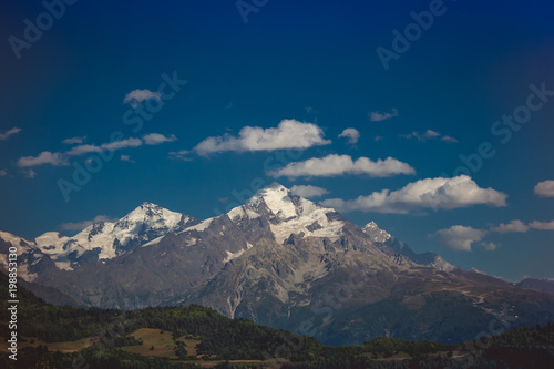 The Caucasus mountains in Georgia country. Beautiful mountain landscape. Svaneti. Nature and Mountain background.