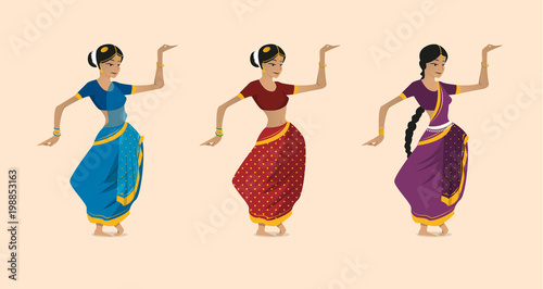 Cute cartoon indian dancer vector character illustration