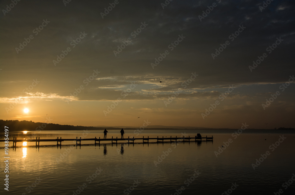Obraz premium Sonnenuntergang am Steinhuder Meer, Deutschland