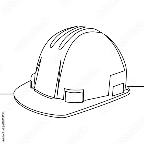 Single continuous line vector Safety hard hat