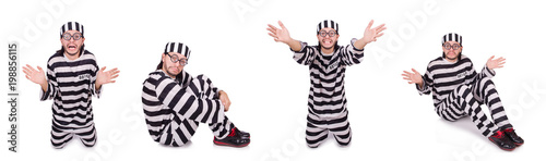 Prison inmate isolated on the white background