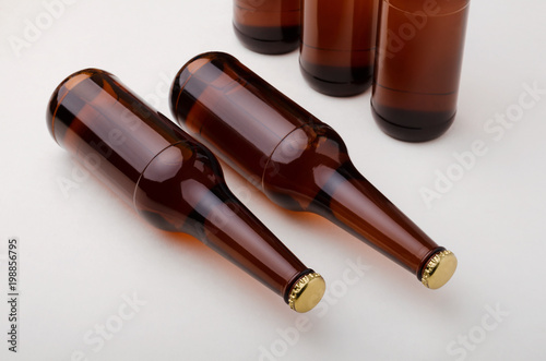 Beer bottle on white background. Cold and fresh beer concept.