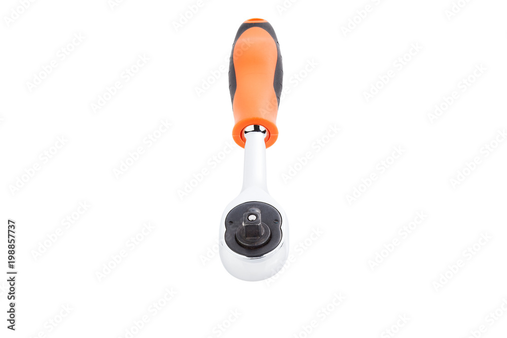 Hand tools. Wrench with ratchet. isolated on white background Hand tools. Wrench with ratchet. isolated on white background