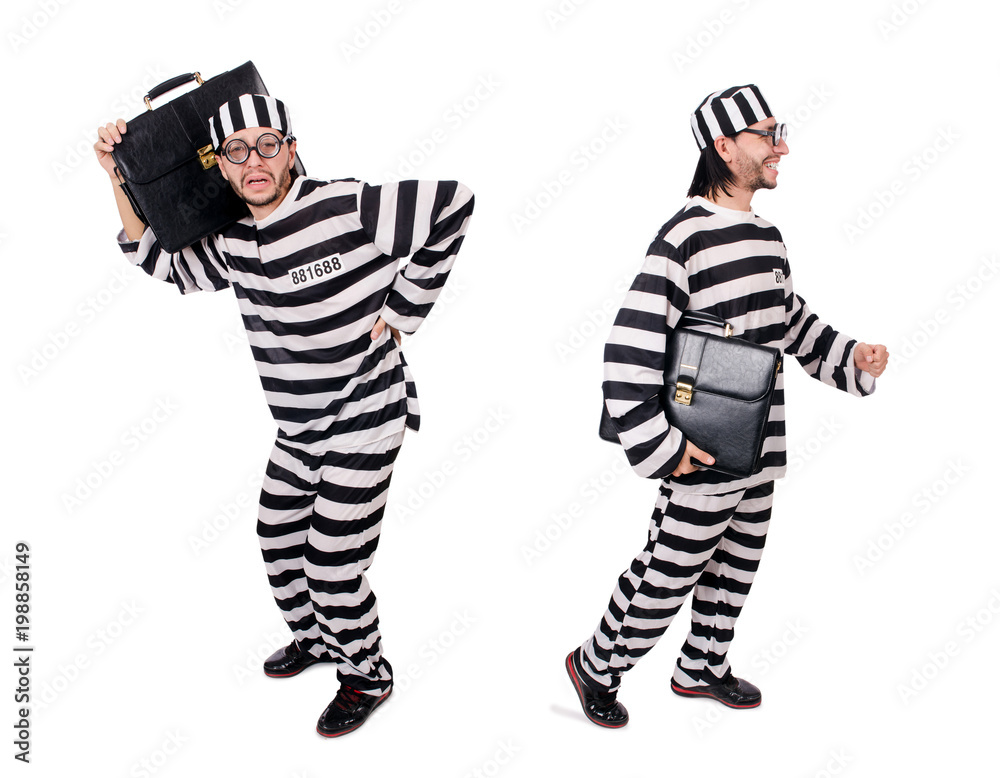 Prison inmate isolated on the white background