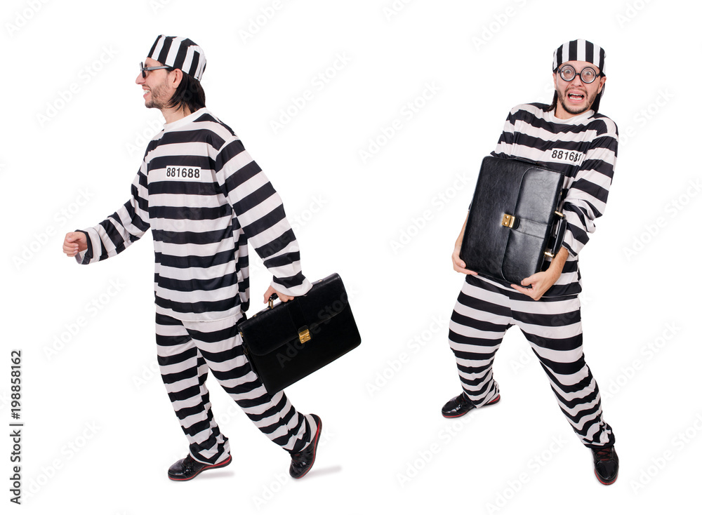 Prison inmate isolated on the white background