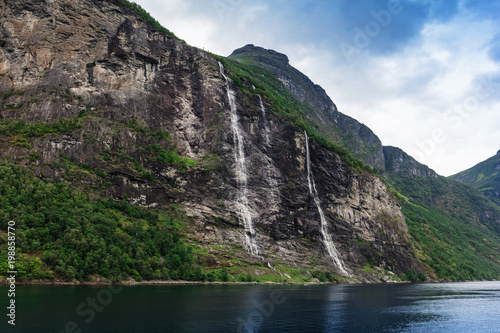 seven sisters waterfall in Geiranger Fjord. Norway